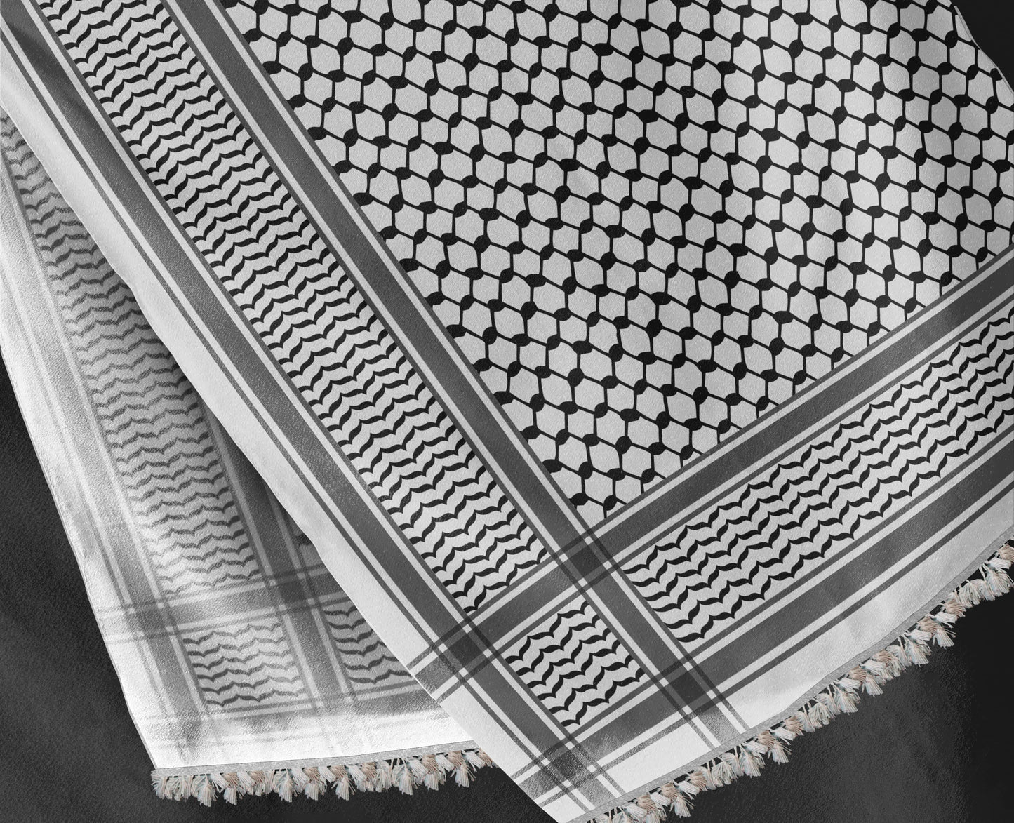 Al'Ard Palestinian Black and White Kufiya (Made in Palestine)